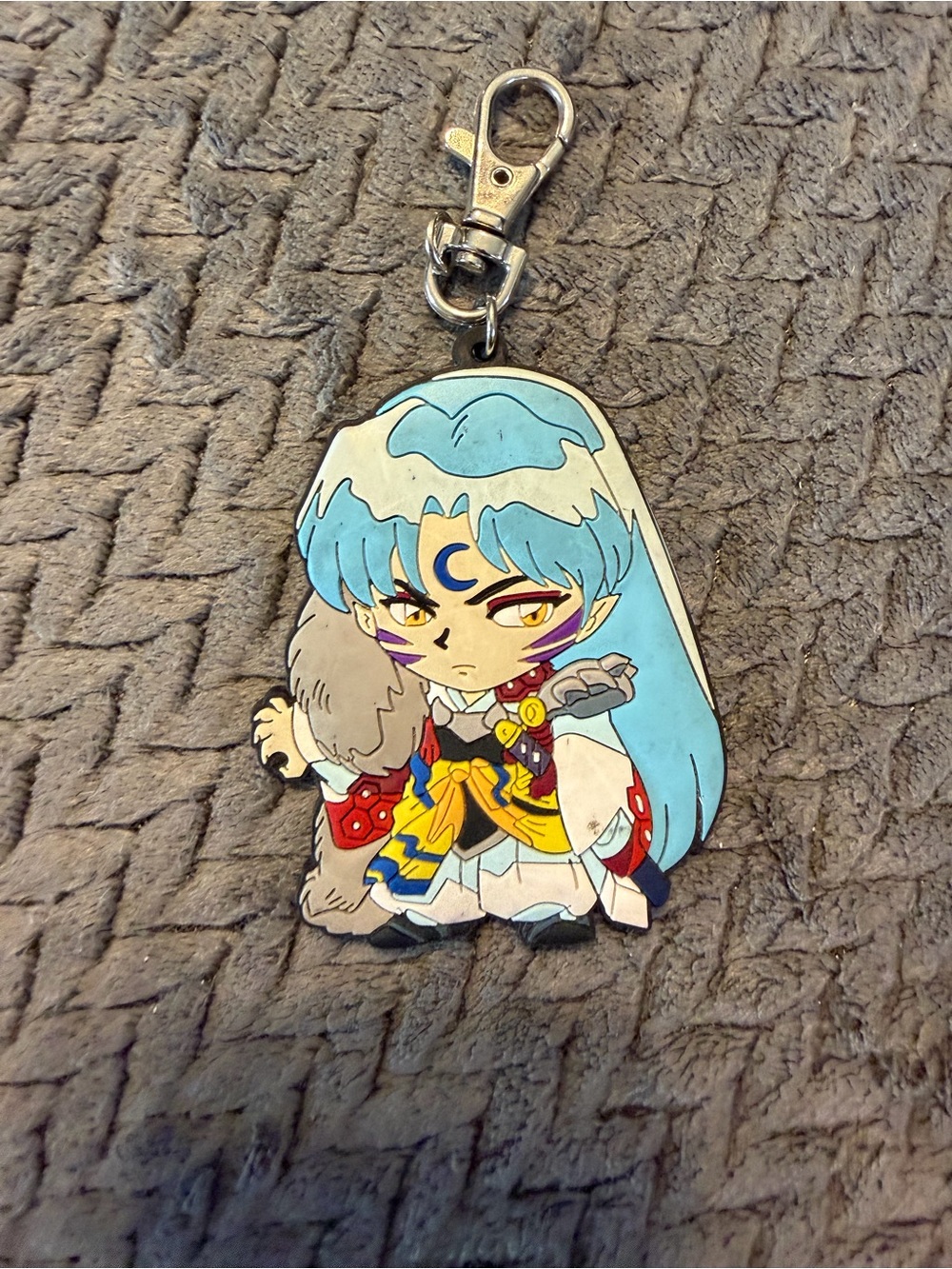 Vintage 2005 Inuyasha Sesshoumaru Chibi Rubber Keychain